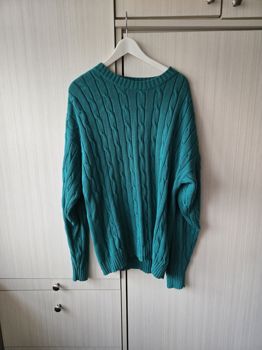 Teal Cable Knit Sweater Izod Vintage